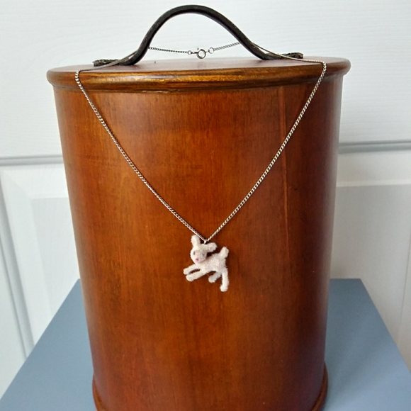 Fuzzy Bambi-Like Deer Necklace - Vintage - Picture 6 of 7